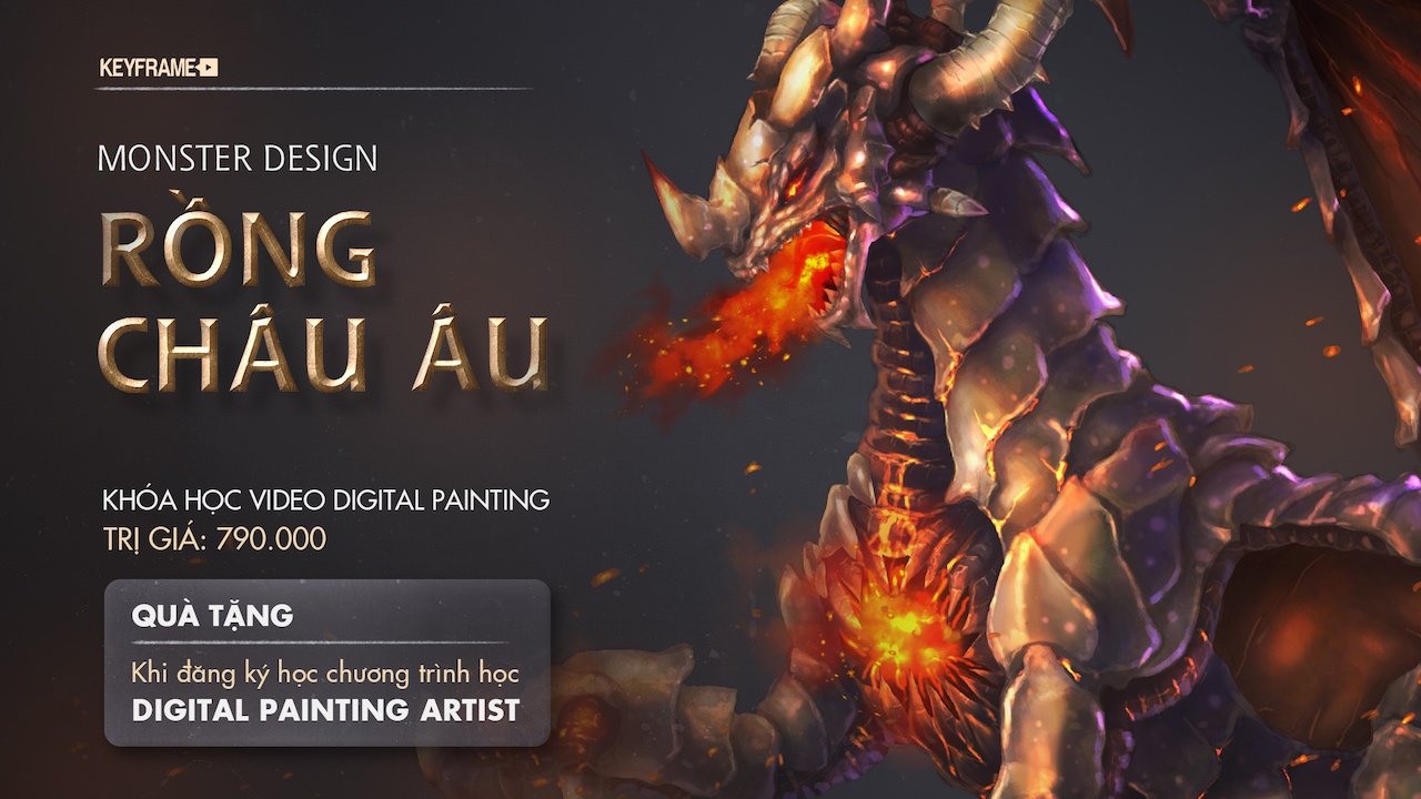 Khóa học video Digital Painting Monster Design: Rồng Châu Âu